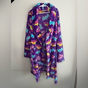 DC Superhero Girls Purple Long Sleeve Bathrobe With Pockets Warm Size 10/12